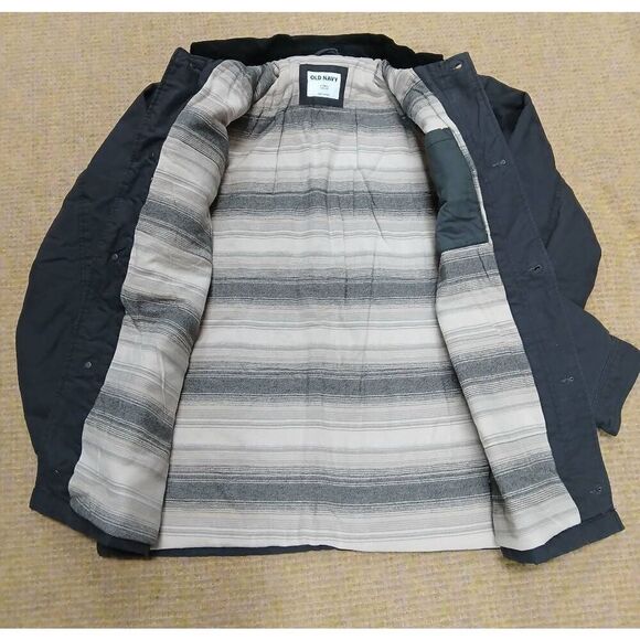 Old navy mens LARGE TALL chore barn lined jacket canvas dark Charcoal Gray - Picture 3 of 7
